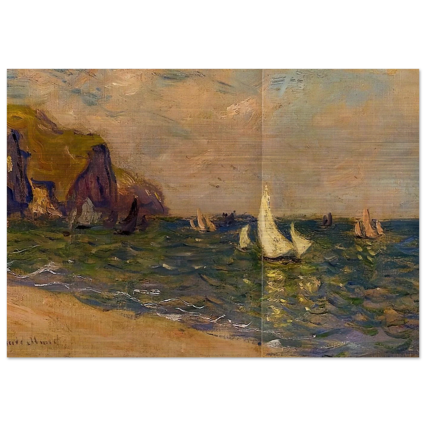 Sailboats at Sea, Pourville - claude monet Brushed Aluminum Print - 70x100 cm / 28x40 inches | claude monet Aluminum Print | claude monet Prints