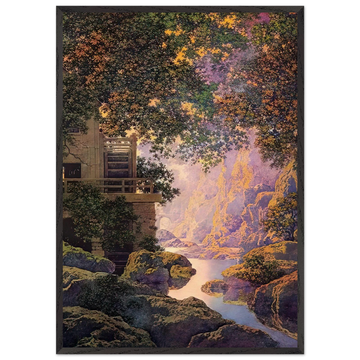 The Old Glen Mill Large - Maxfield Parrish 70x100 cm / 28x40 inches Framed Art Print – Black Wooden Frame