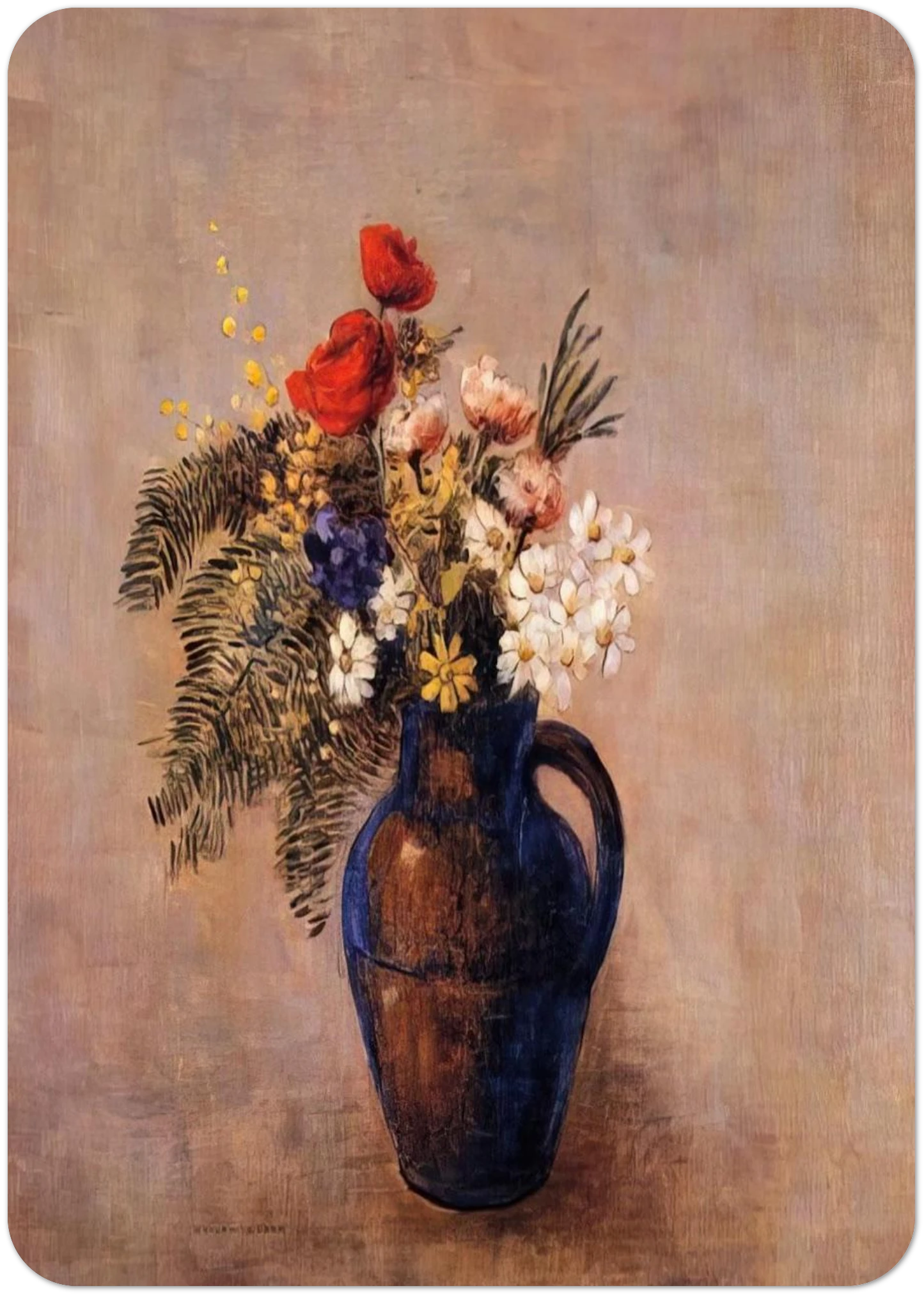 BOUQUET OF FLOWERS IN A BLUE VASE By Odilon Redon Pack of 10 Post Cards | Odilon Redon Post Cards | A6 (10.5 x 14.8 cm) - 4.1 x 5.8 inches