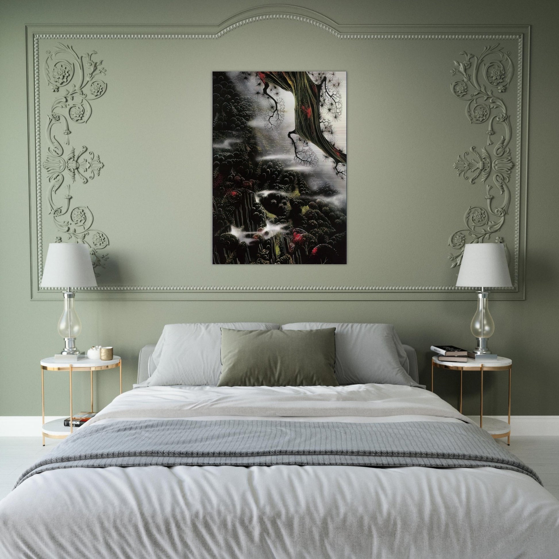 Wisps of Fog and Branch - Eyvind Earle Brushed Aluminum Print - 70x100 cm / 28x40 inches | Eyvind Earle Aluminum Print | Eyvind Earle Prints