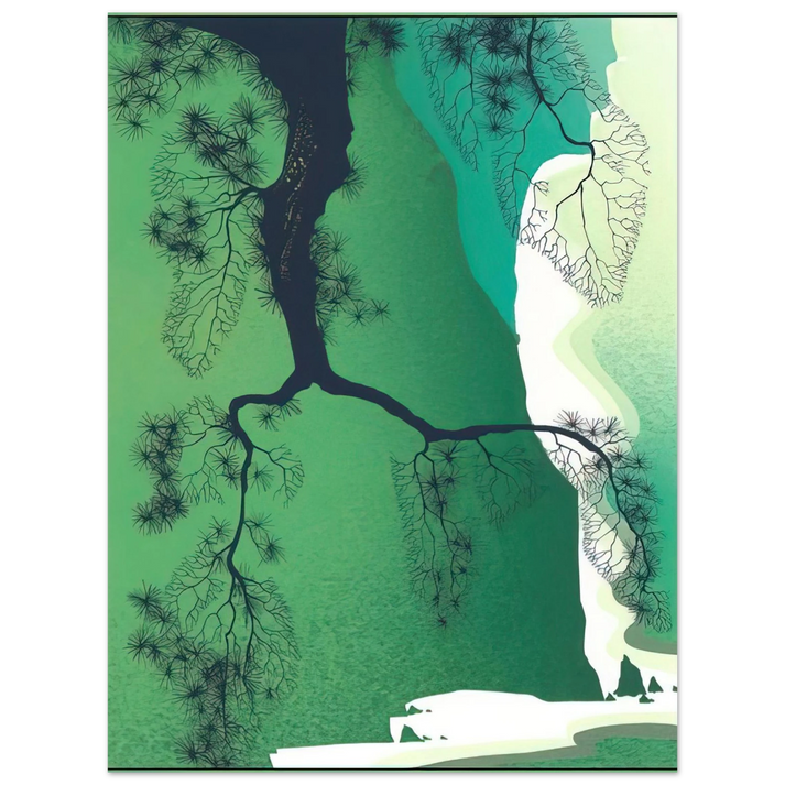 Eyvind Earle - Sea Cliffs and Pine Branch  75x100 cm / 30x40inches Fine Art Poster