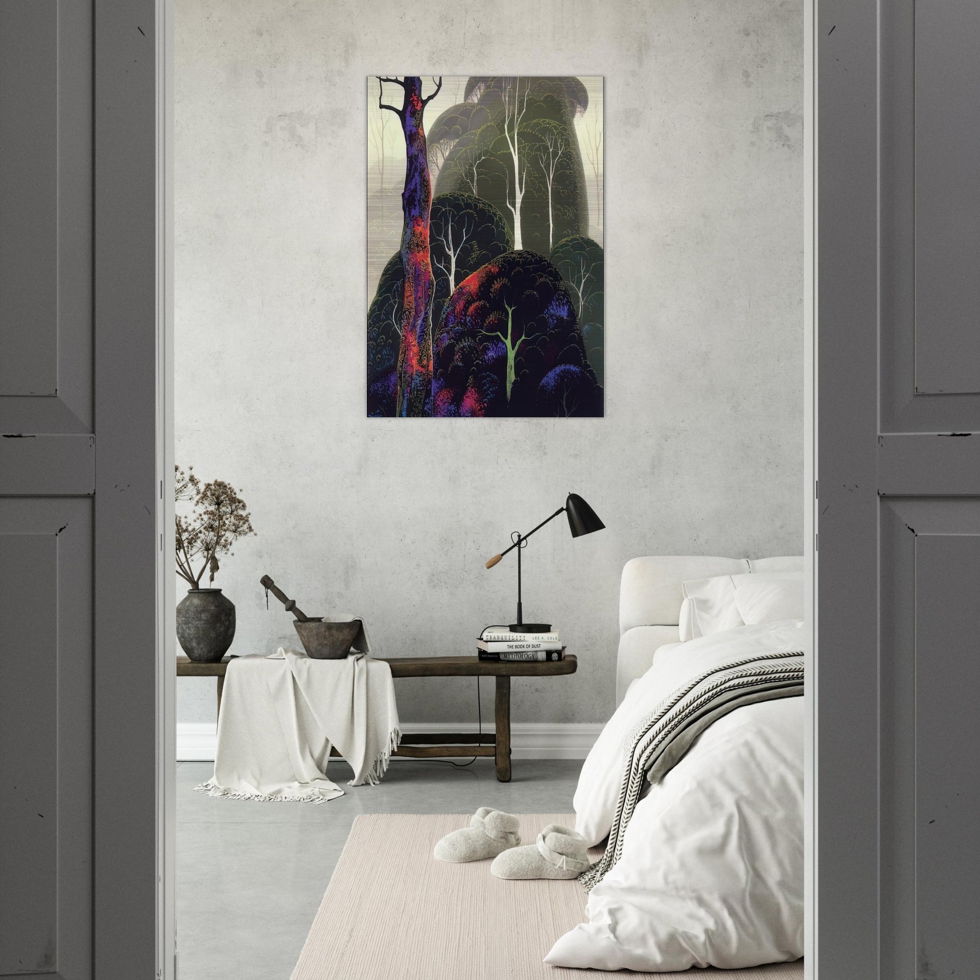 Early Autumn - Eyvind Earle Brushed Aluminum Print - 70x100 cm / 28x40 inches | Eyvind Earle Aluminum Print | Eyvind Earle Prints