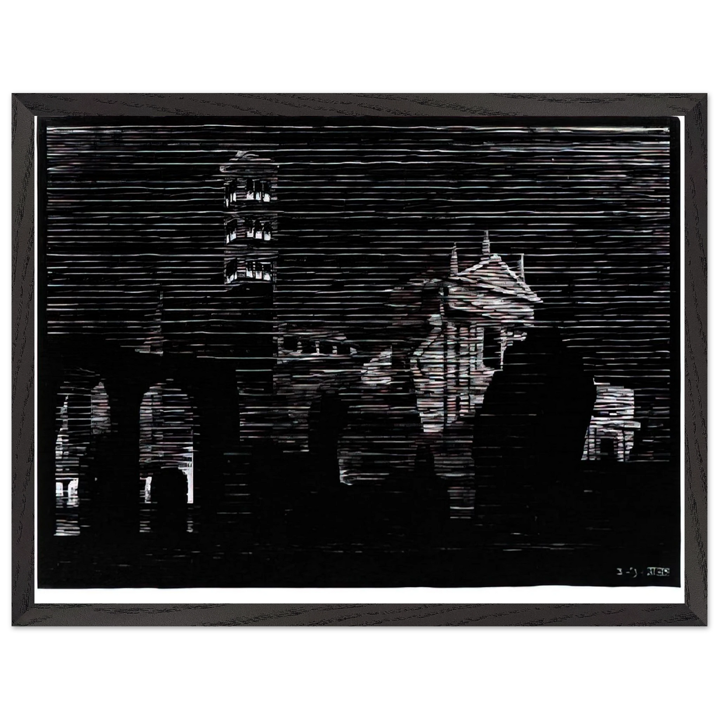 MC Escher - NOCTURNAL ROME 2 Wall Art - 21x29.7 cm / 8x12" - Premium Wooden Framed Poster With Fine Art Paper-canvas - Wood frame