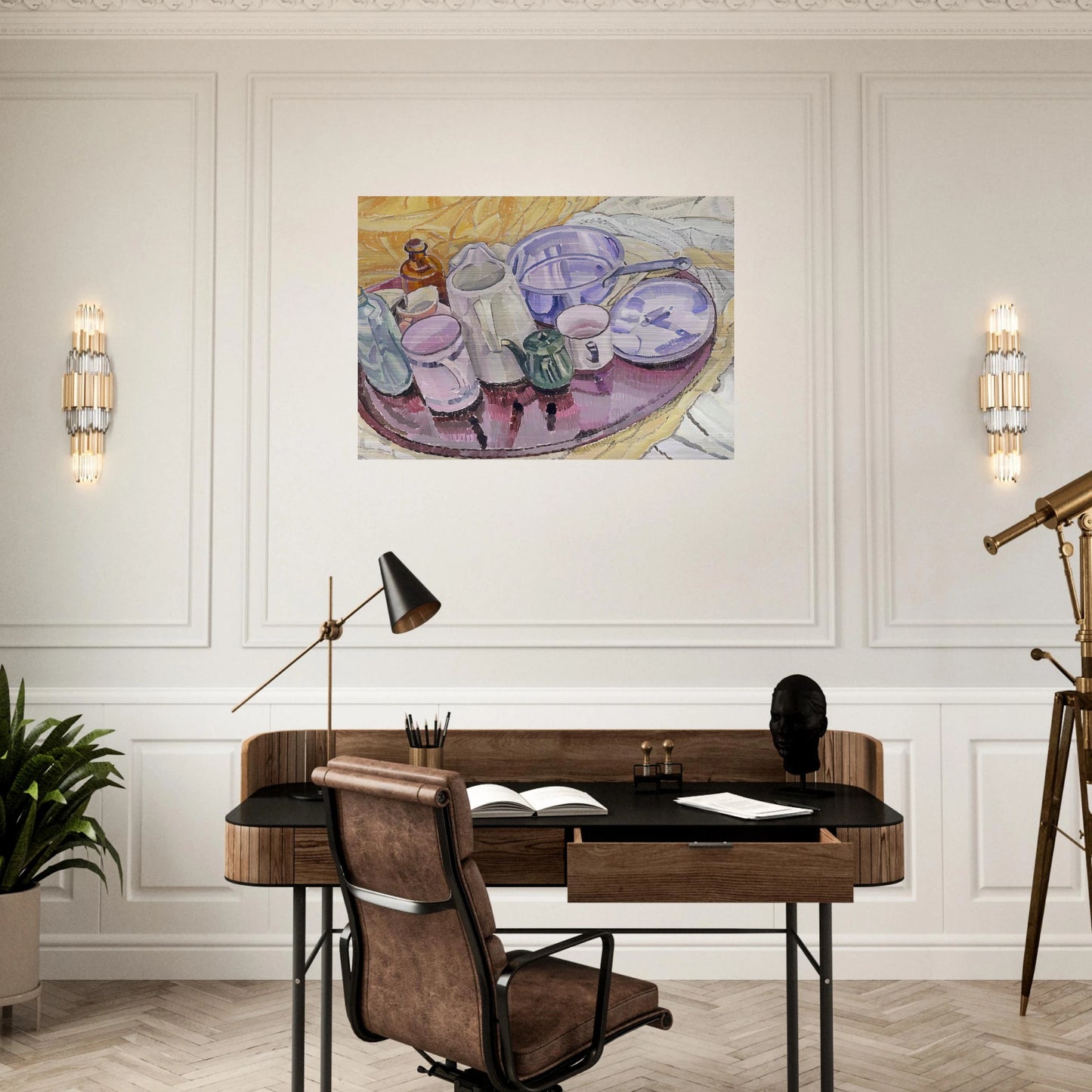 Things on an iron tray on the floor - 1928 - Grace Cossington Smith Brushed Aluminum Print - 70x100 cm / 28x40 inches | Grace Cossington Smith Aluminum Print | Grace Cossington Smith Prints