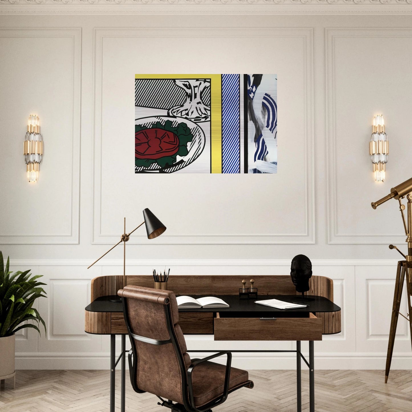 TOMATO AND ABSTRACTION 1982 - Roy Lichtenstein Brushed Aluminum Print - 70x100 cm / 28x40 inches | Roy Lichtenstein Aluminum Print | Roy Lichtenstein Prints