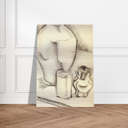 STILL LIFE WITH GOBLET - Juan Gris Brushed Aluminum Print - 70x100 cm / 28x40 inches | Juan Gris Aluminum Print | Juan Gris Prints