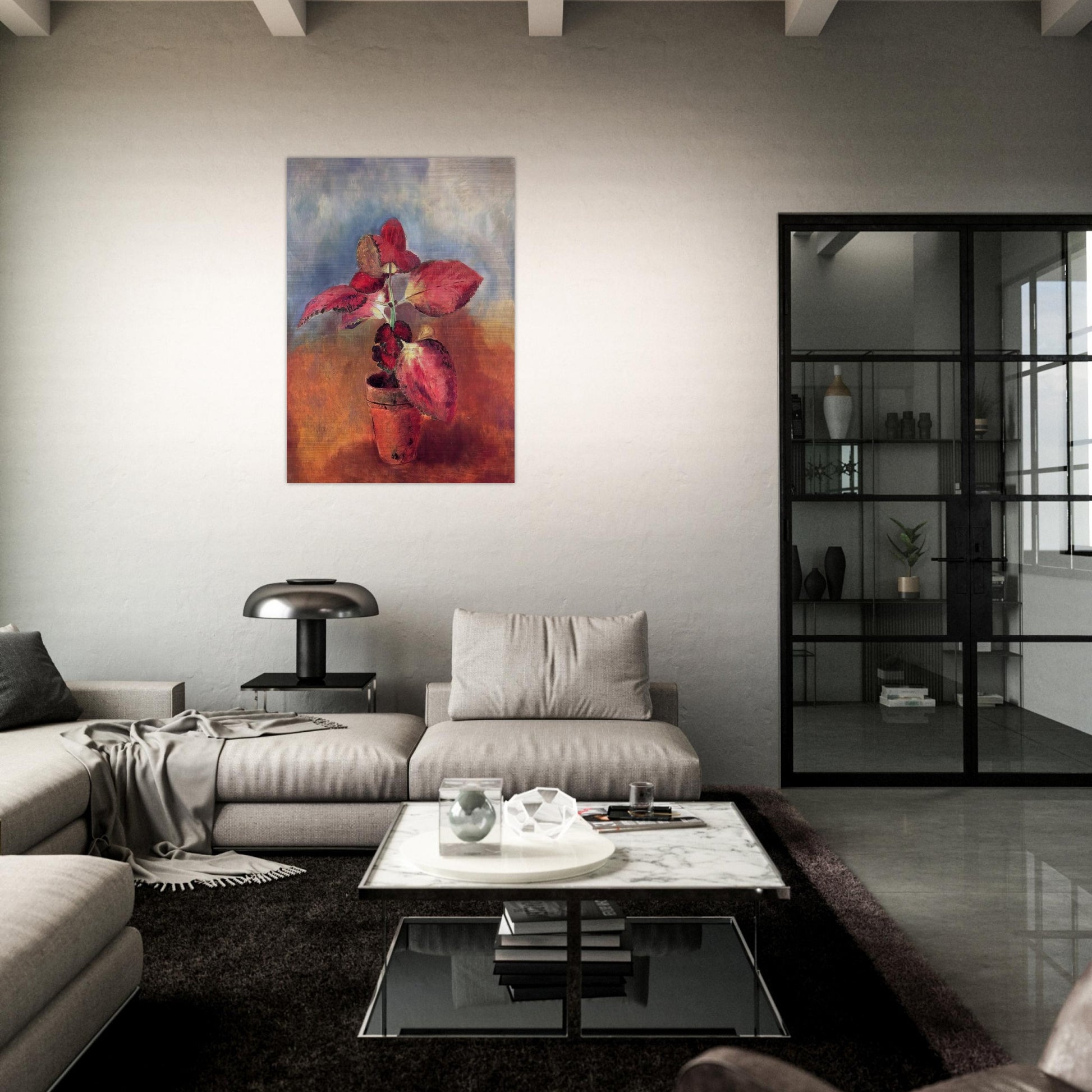 BEGONIA IN A POT - Odilon Redon Brushed Aluminum Print - 70x100 cm / 28x40 inches | Odilon Redon Aluminum Print | Odilon Redon Prints