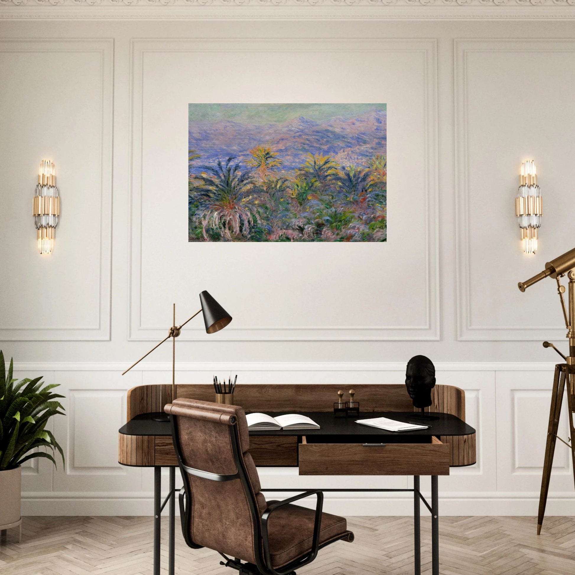 Palm Trees at Bordighera - claude monet Brushed Aluminum Print - 70x100 cm / 28x40 inches | claude monet Aluminum Print | claude monet Prints