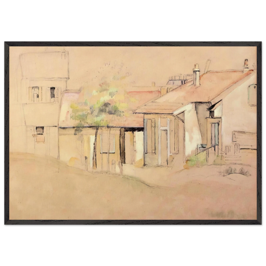 Cottages N1 - Paul Cezanne 70x100 cm / 28x40 inches Framed Art Print – Black Wooden Frame