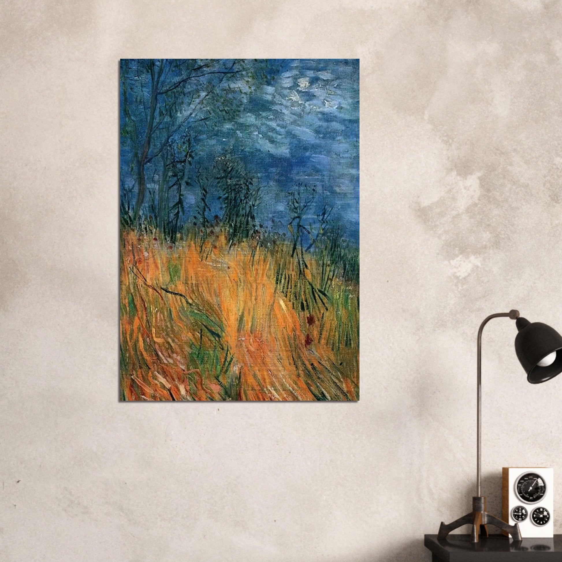 Edge of a Wheatfield with Poppies - Vincent van Gogh Brushed Aluminum Print - 70x100 cm / 28x40 inches | Vincent van Gogh Aluminum Print | Vincent van Gogh Prints