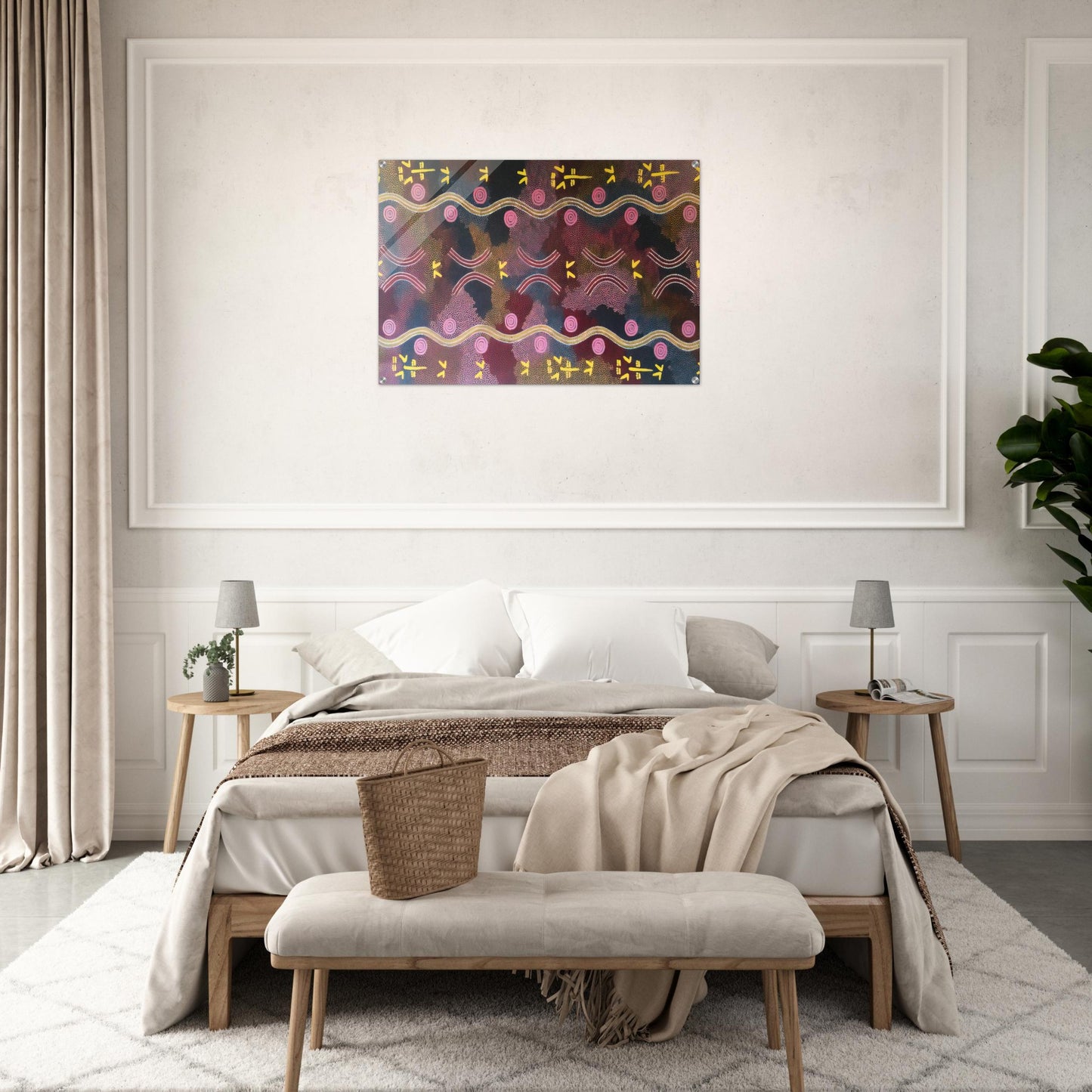 Possum  Rock Wallaby Dreaming, Napperby - 1990 - Clifford Possum Tjapaltjarri Acrylic Print - 70x100 cm / 28x40″ inches
