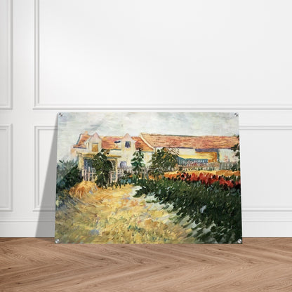 House with sunflowers - Vincent van Gogh Acrylic Print - 70x100 cm / 28x40″ inches
