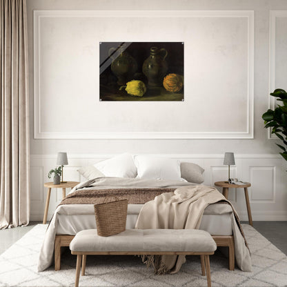 Still Life with Two Jars and Two Pumpkins - Vincent van Gogh Acrylic Print - 70x100 cm / 28x40″ inches