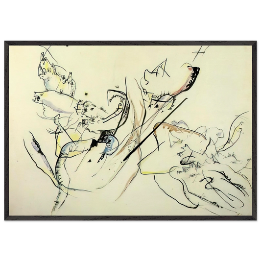 Untitled N34 - Wassily Kandinsky 70x100 cm / 28x40 inches Framed Art Print – Black Wooden Frame