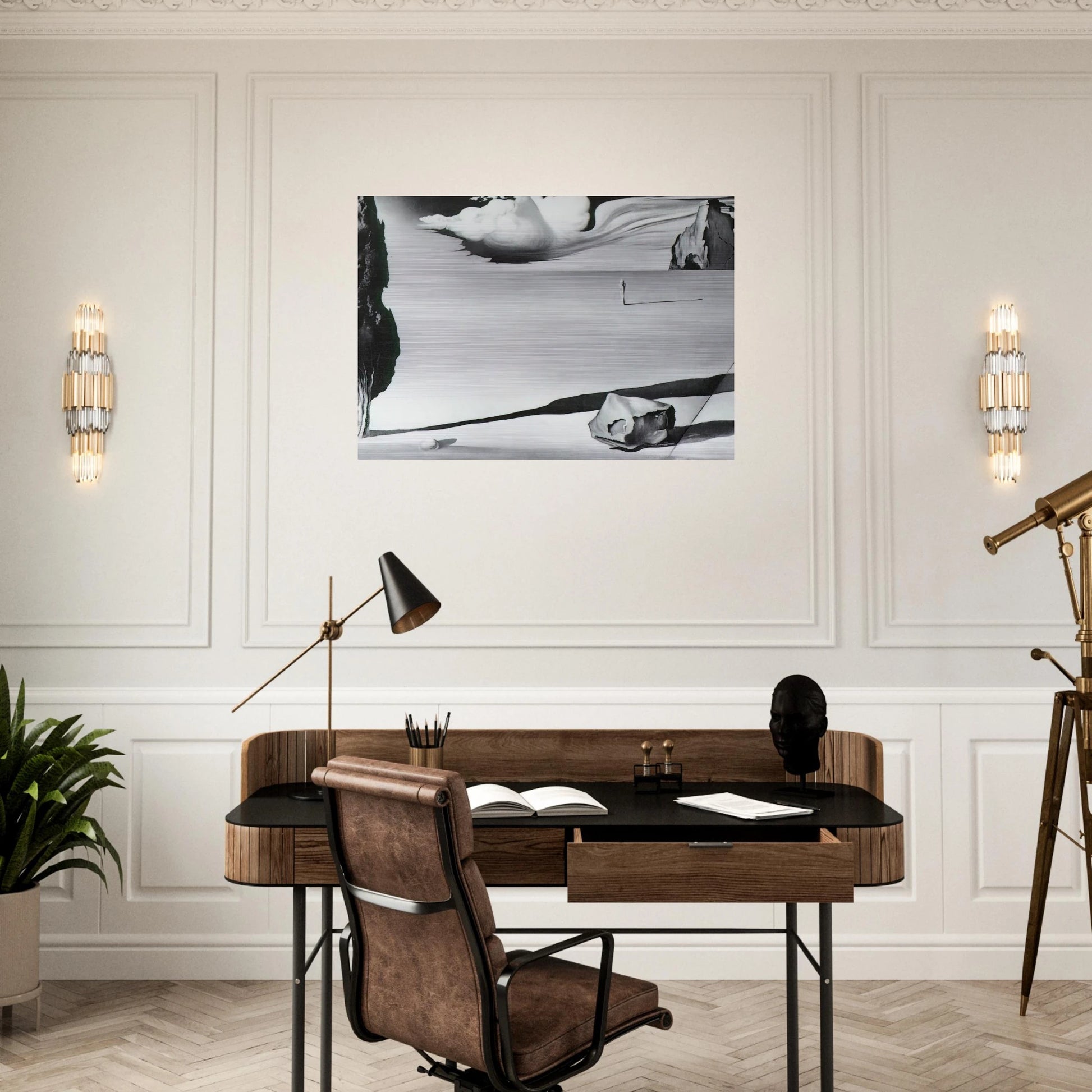 DESIGN FOR THE SET OF THE FILM SPELLBOUND - Salvador Dali Brushed Aluminum Print - 70x100 cm / 28x40 inches | Salvador Dali Aluminum Print | Salvador Dali Prints