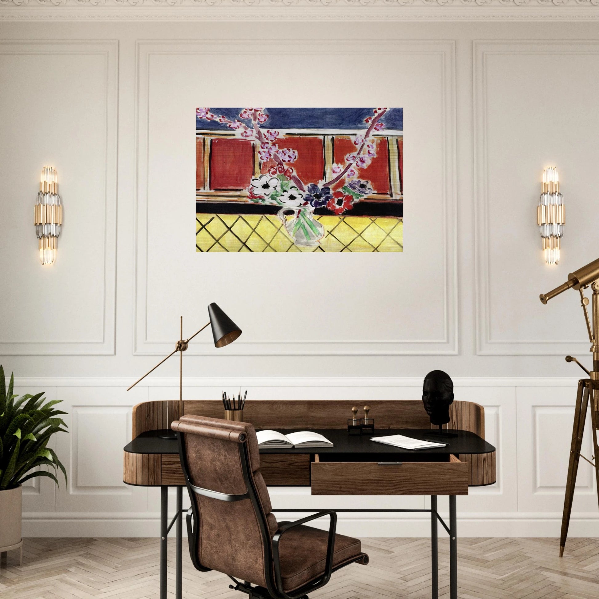 ANEMONES AND PEACH BLOSSOMS 1944 - Henri Matisse Brushed Aluminum Print - 70x100 cm / 28x40 inches | Henri Matisse Aluminum Print | Henri Matisse Prints