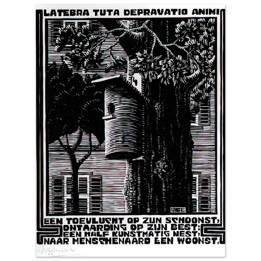 MC Escher - EMBLEMATA RETREAT Wall Art - 21x29.7 cm / 8x12" - Fine Art Poster - -