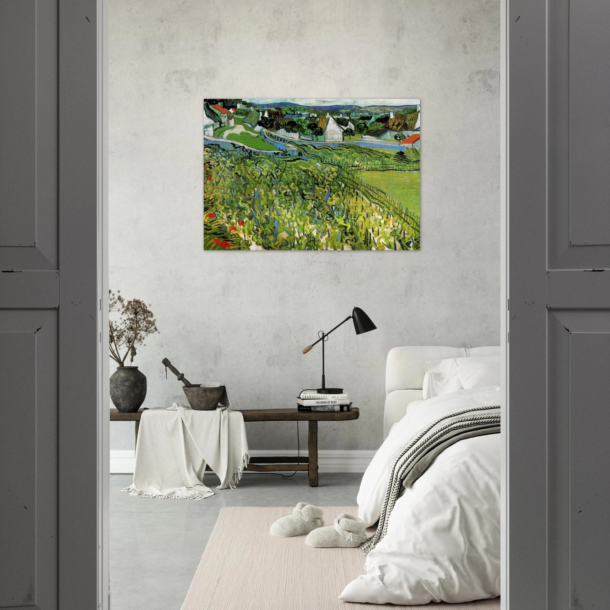 Vineyards with a View of Auvers - Vincent van Gogh Brushed Aluminum Print - 70x100 cm / 28x40 inches | Vincent van Gogh Aluminum Print | Vincent van Gogh Prints