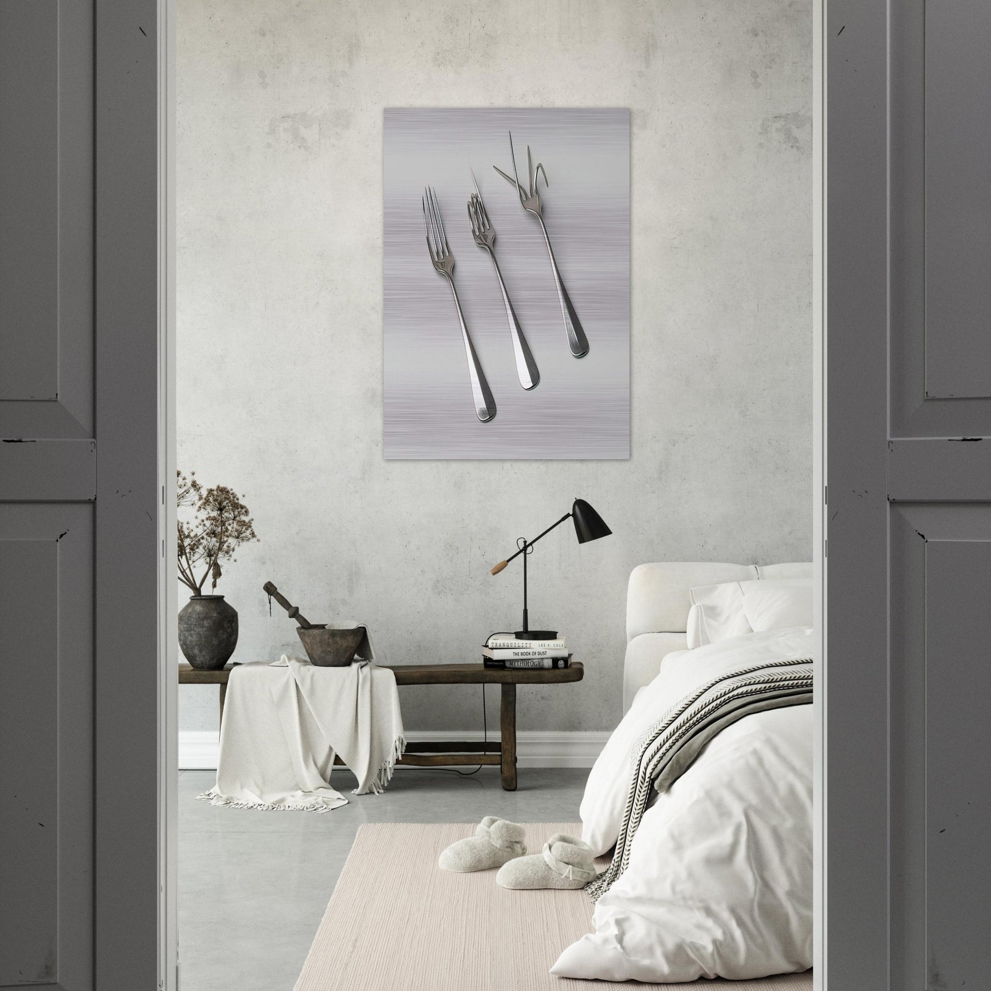 Fork Design - 1958 - Bruno Munari Brushed Aluminum Print - 70x100 cm / 28x40 inches | Bruno Munari Aluminum Print | Bruno Munari Prints