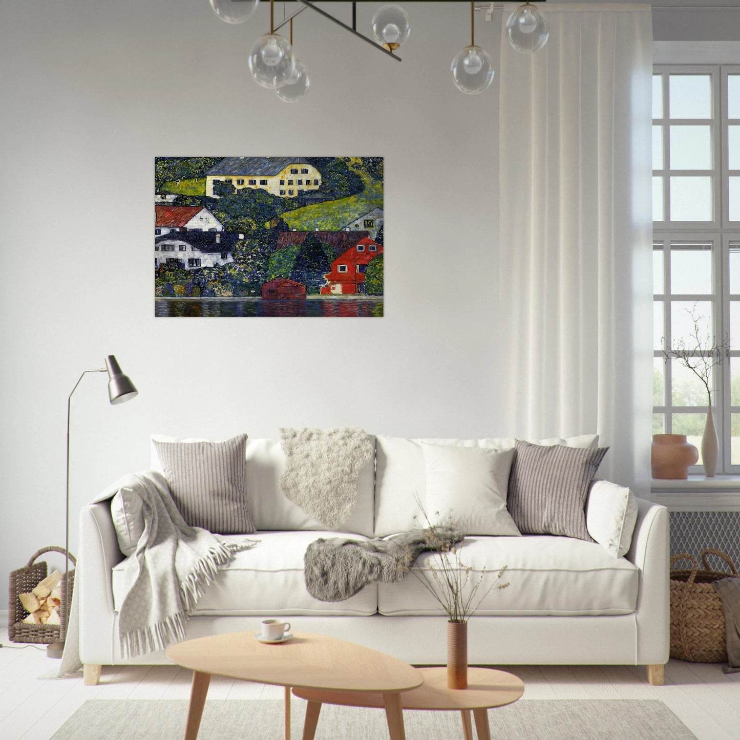 HOUSES AT UNTERACH ON THE ATTERSEE - Gustav Klimt Brushed Aluminum Print - 70x100 cm / 28x40 inches | Gustav Klimt Aluminum Print | Gustav Klimt Prints