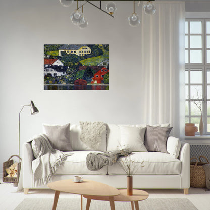 HOUSES AT UNTERACH ON THE ATTERSEE - Gustav Klimt Brushed Aluminum Print - 70x100 cm / 28x40 inches | Gustav Klimt Aluminum Print | Gustav Klimt Prints