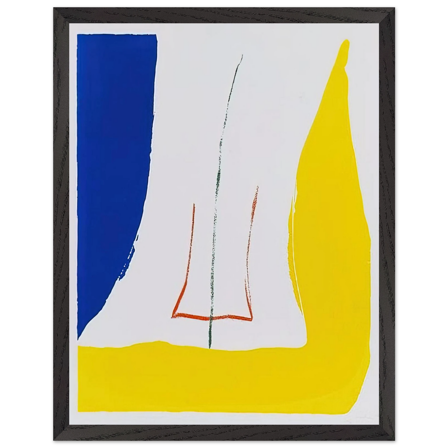 Helen Frankenthaler - Sun Corner - 1968 Wall art - 28x43  cm / XL (11x17 inches) - Premium Wooden Framed Poster With Fine Art Paper-canvas - Black frame