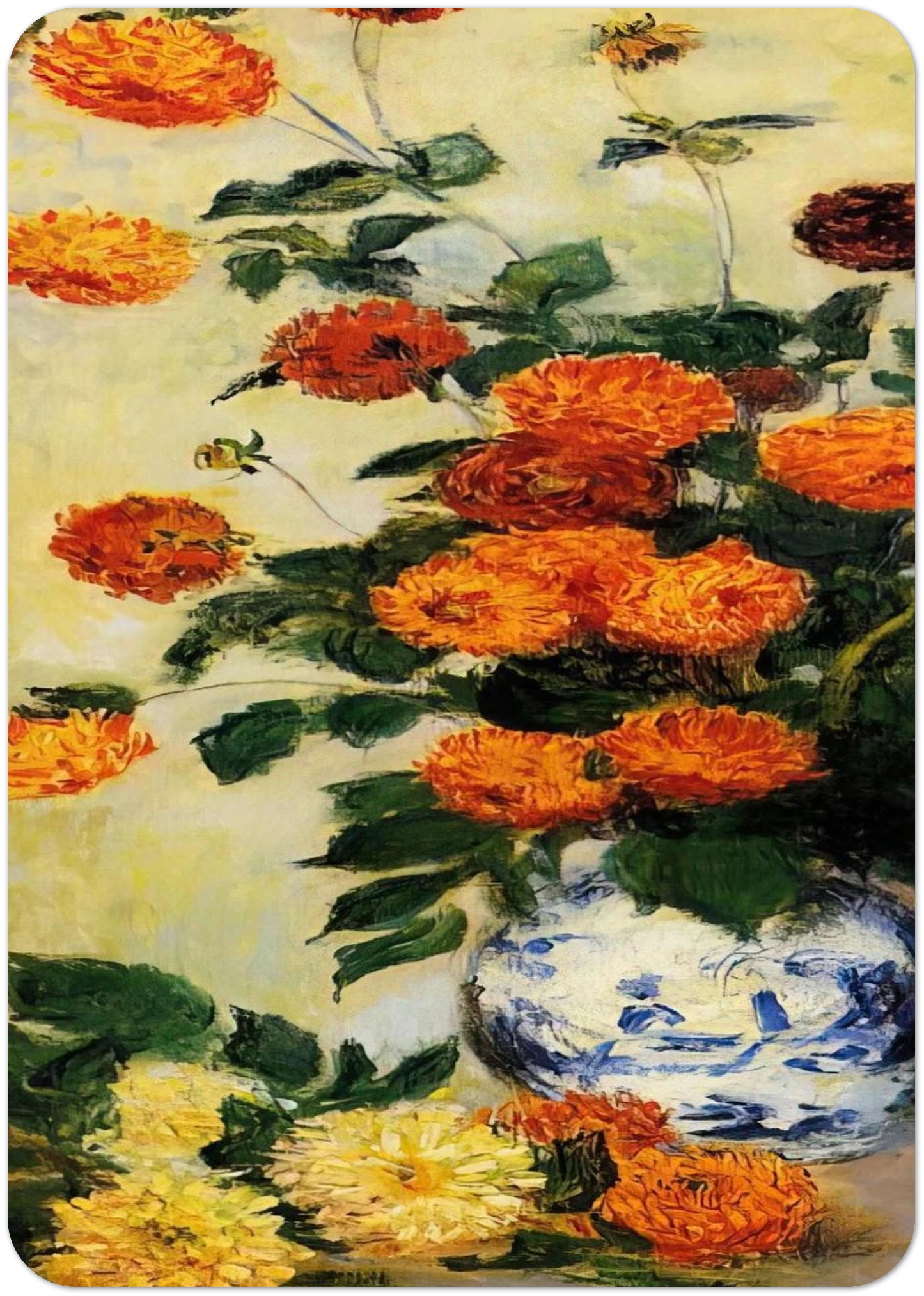 Dahlias By claude monet Pack of 10 Post Cards | claude monet Post Cards | A6 (10.5 x 14.8 cm) - 4.1 x 5.8 inches