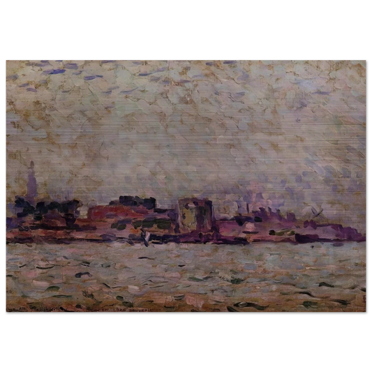 MORNING FOG OVER THE PORT OF VEER HOLLAND 1906 - Theo van Rysselberghe Brushed Aluminum Print - 70x100 cm / 28x40 inches | Theo van Rysselberghe Aluminum Print | Theo van Rysselberghe Prints