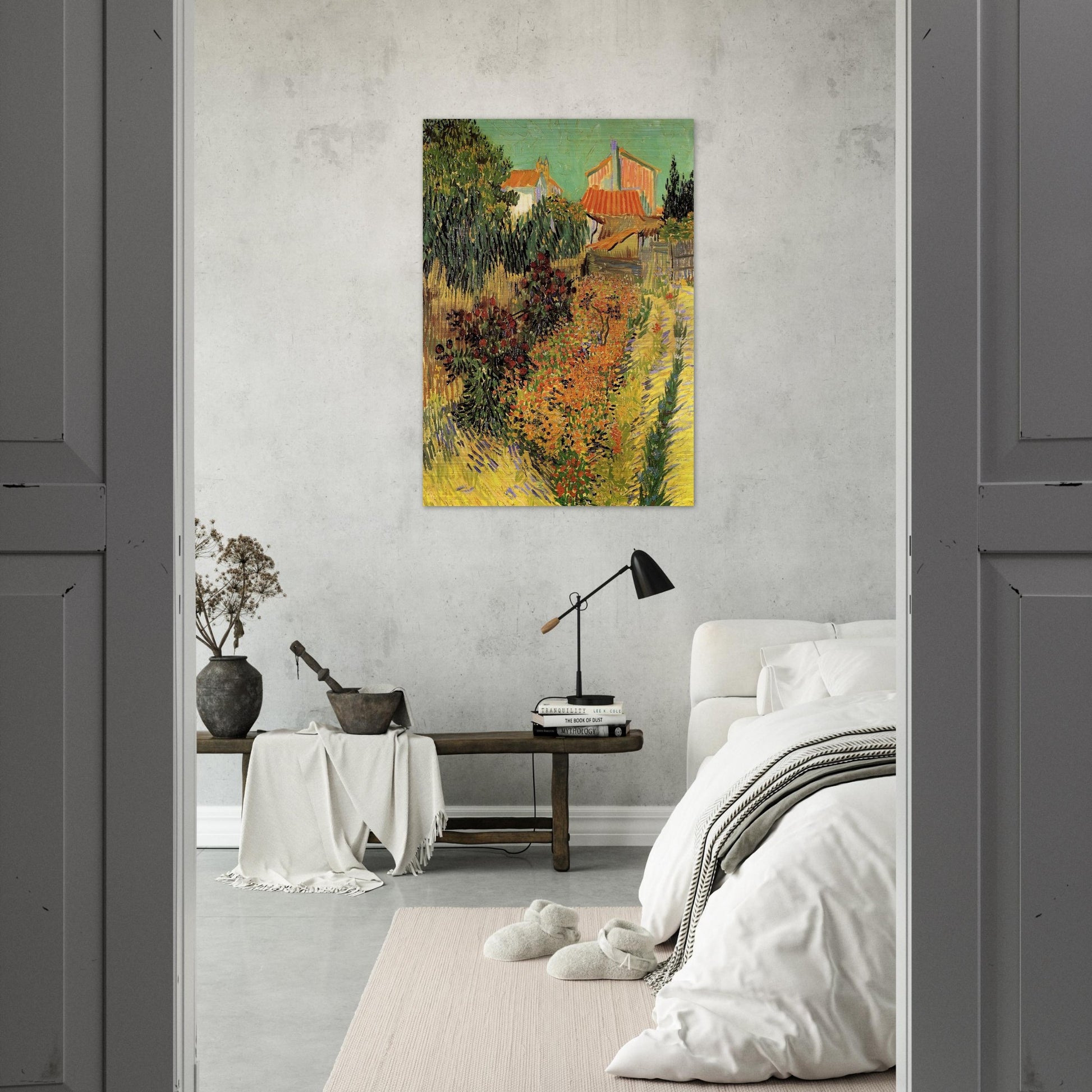 Garden Behind a House - Vincent van Gogh Brushed Aluminum Print - 70x100 cm / 28x40 inches | Vincent van Gogh Aluminum Print | Vincent van Gogh Prints