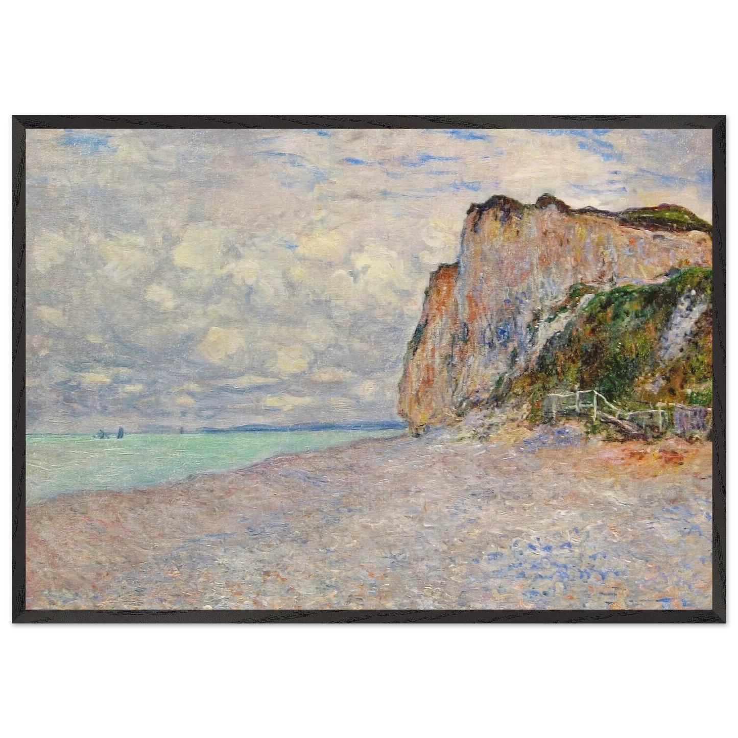 Cliffs near Dieppe - claude monet 70x100 cm / 28x40 inches Framed Art Print – Black Wooden Frame