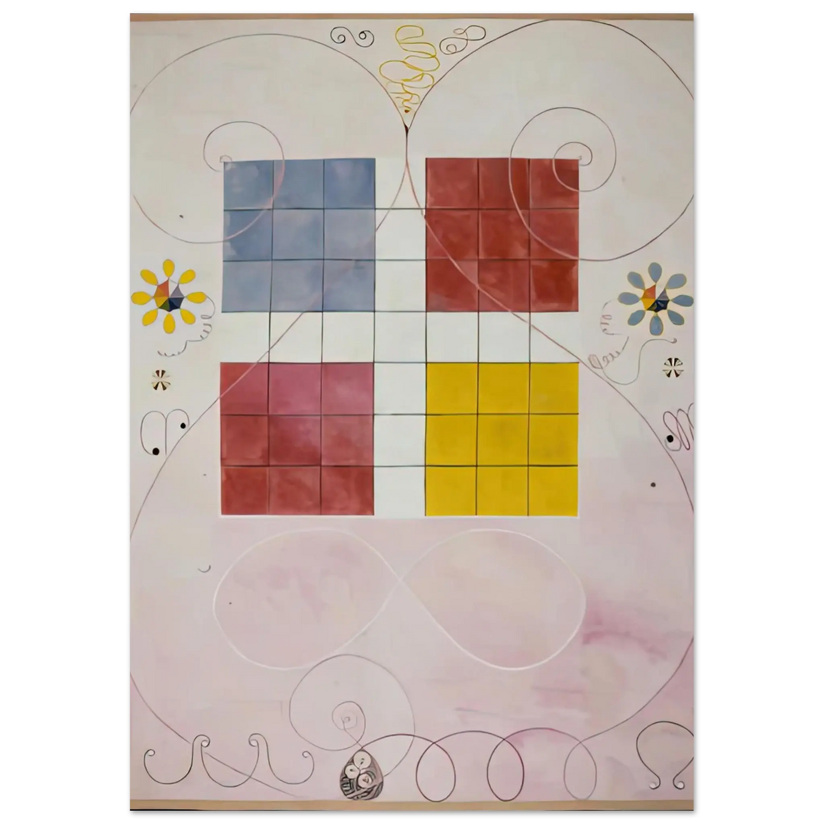 Hilma af Klint - DE TIO ST RSTA N 10 ALDERDOMEN 1907 Wall art - 13x18 cm / 5x7 Inches - Premium Wooden Framed Poster With Fine Art Paper - White frame