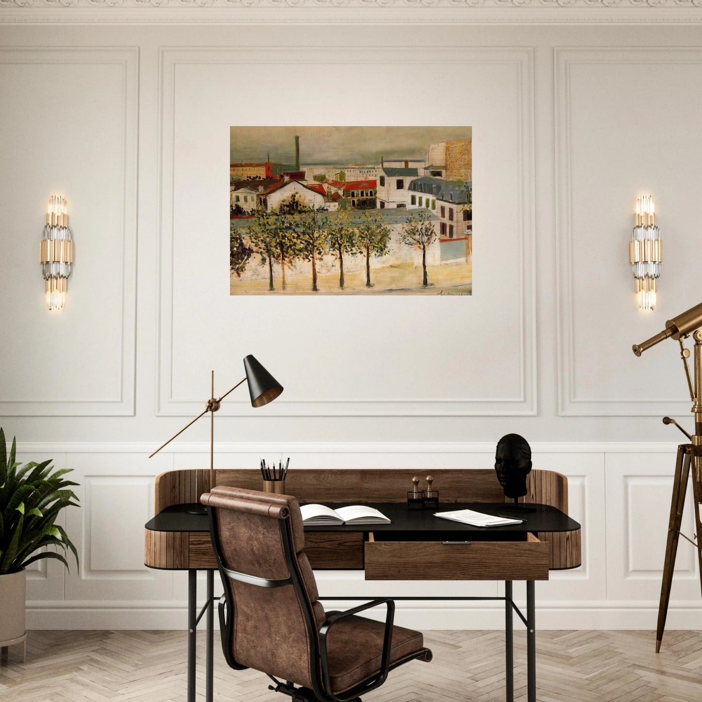 PARIS SUBURBS - Maurice Utrillo Brushed Aluminum Print - 70x100 cm / 28x40 inches | Maurice Utrillo Aluminum Print | Maurice Utrillo Prints