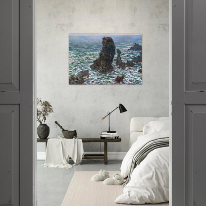 The Pyramids of Port Coton, Belle-Ile-en-Mer - claude monet Brushed Aluminum Print - 70x100 cm / 28x40 inches | claude monet Aluminum Print | claude monet Prints