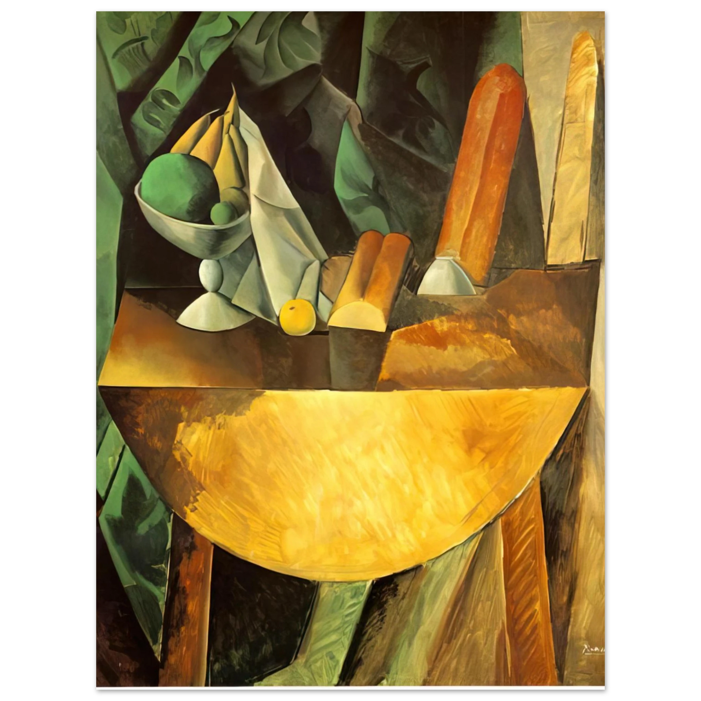 Pablo Picasso - Bread and dish with fruits on the table  75x100 cm / 30x40inches Fine Art Poster