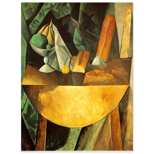 Pablo Picasso - Bread and dish with fruits on the table  75x100 cm / 30x40inches Fine Art Poster