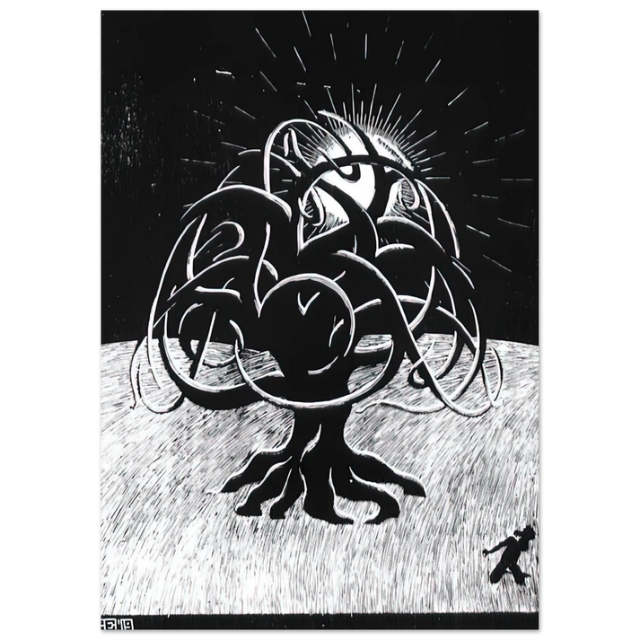 MC Escher - TWON TREE Wall Art - 60x80 cm / 24x32 inches - Premium Wooden Framed Poster With Fine Art Paper-canvas - White frame