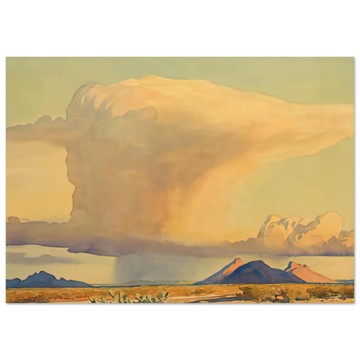Maynard Dixon - DROUGHT AND DOWNPOUR 1944 Wall art - 28x43  cm / XL (11x17 Inches) - Premium Wooden Framed Poster With Fine Art Paper - Black frame