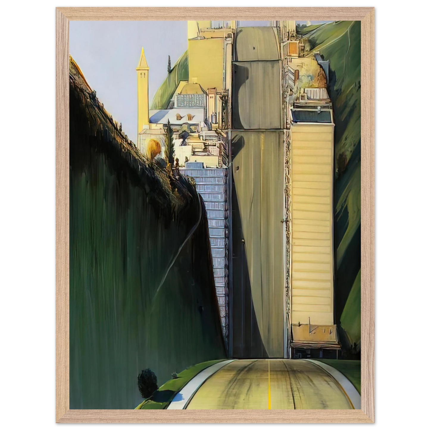 Wayne Thiebaud - Park Place - 1993 Wall Art - 30x40 cm / 12x16 inches - Fine Art Poster-canvas - -