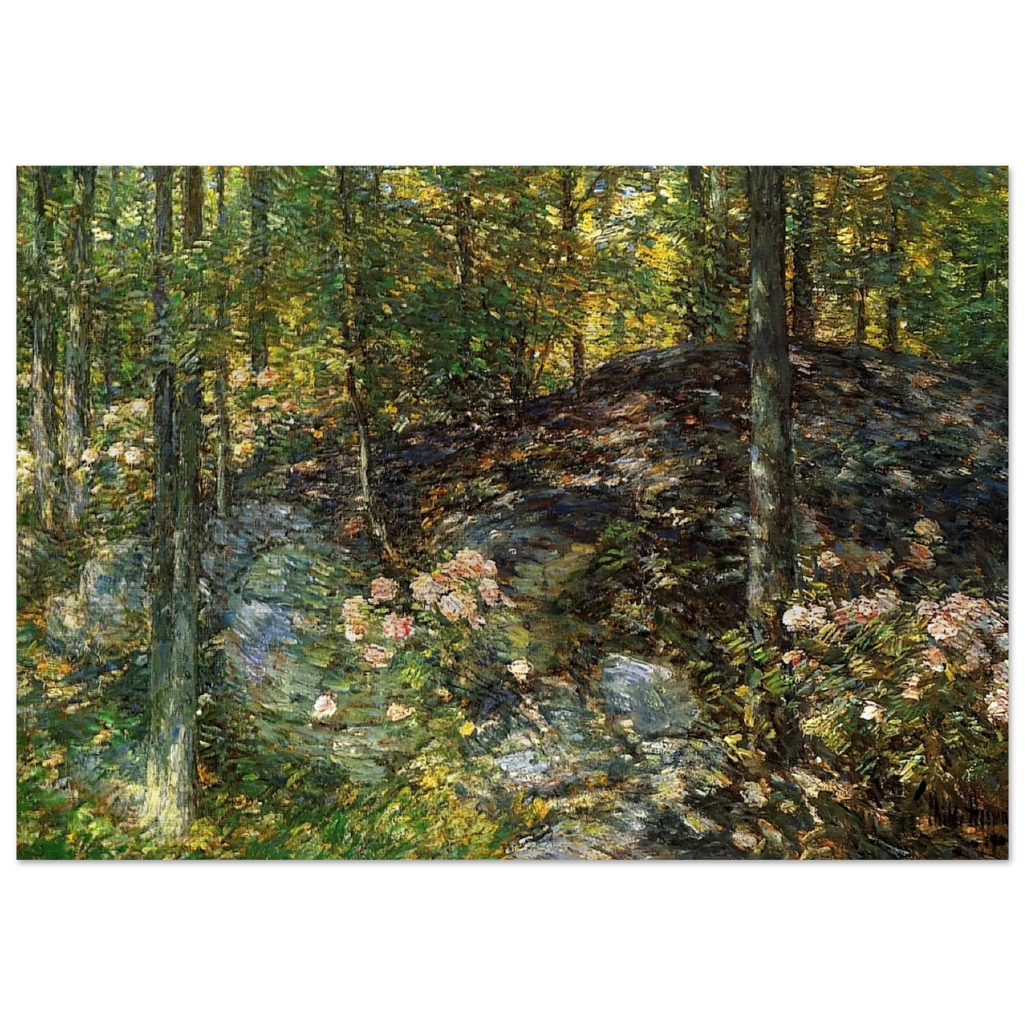 Laurel on the Ledges - Childe Hassam Brushed Aluminum Print - 70x100 cm / 28x40 inches | Childe Hassam Aluminum Print | Childe Hassam Prints