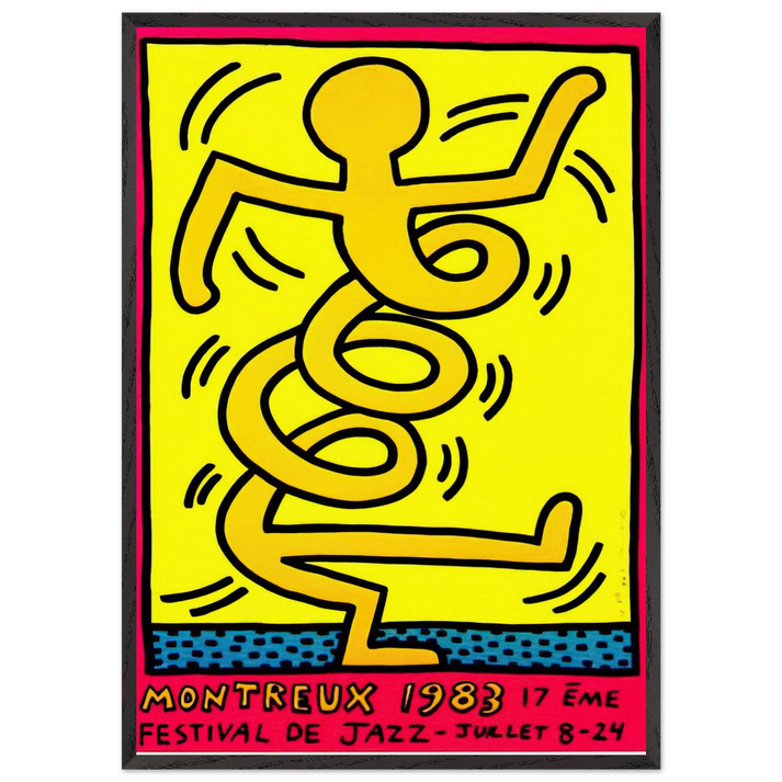 MONTREUX 1983 N1 - Keith Haring 70x100 cm / 28x40 inches Framed Art Print – Black Wooden Frame