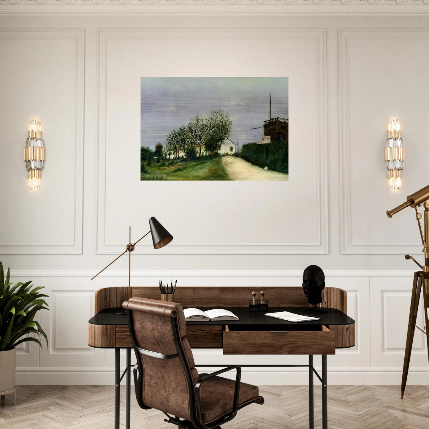 MOULIN IN SANNOIS - Maurice Utrillo Brushed Aluminum Print - 70x100 cm / 28x40 inches | Maurice Utrillo Aluminum Print | Maurice Utrillo Prints