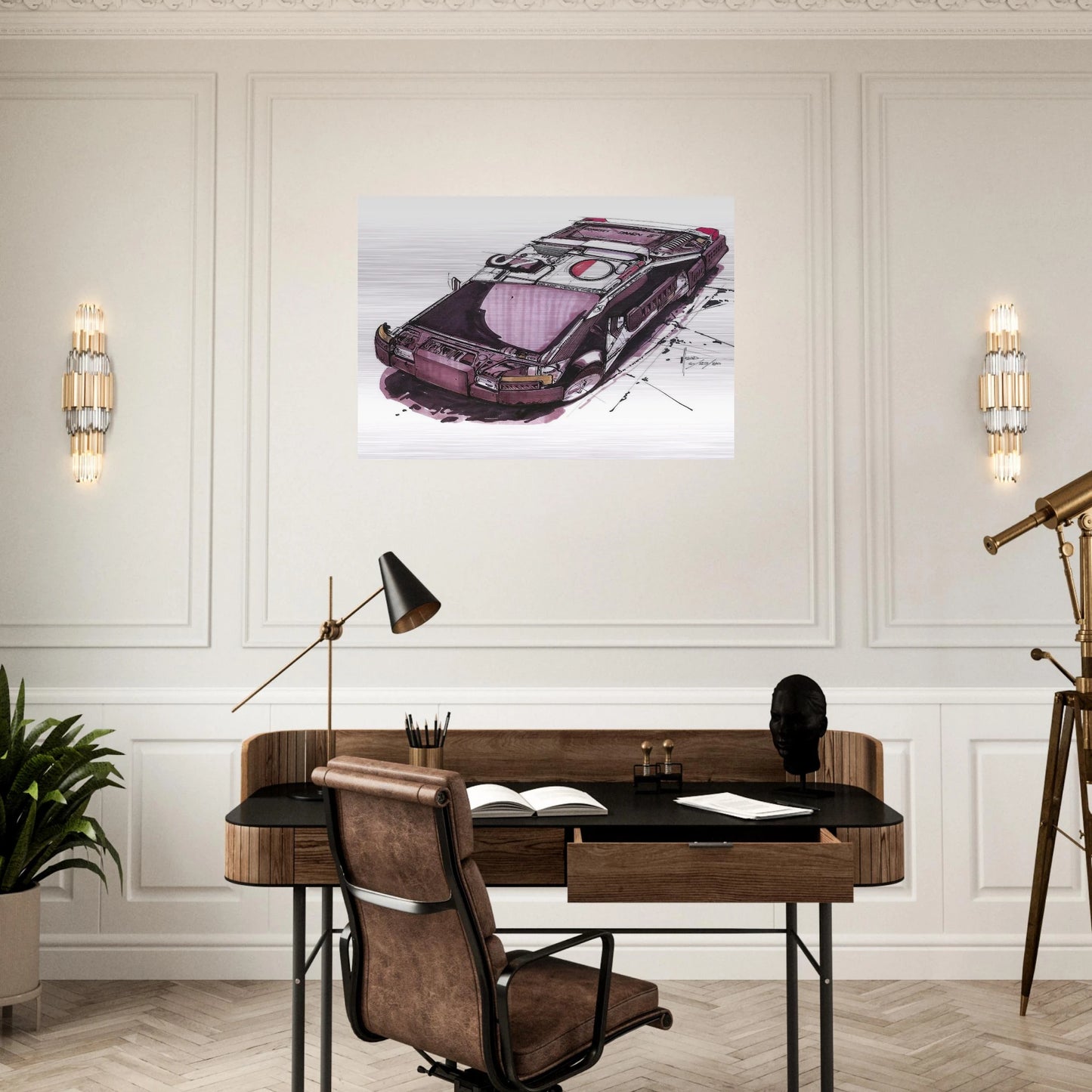 Syd Mead - Syd Mead Brushed Aluminum Print - 70x100 cm / 28x40 inches | Syd Mead Aluminum Print | Syd Mead Prints