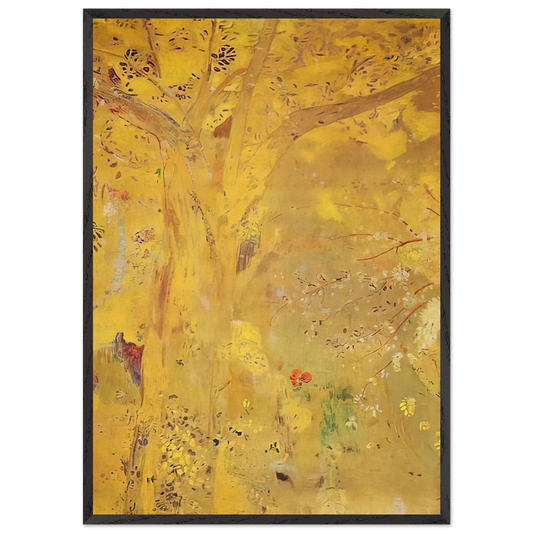 TREE AGAINST A YELLOW BACKGROUND 1901 - Odilon Redon 70x100 cm / 28x40 inches Framed Art Print – Black Wooden Frame
