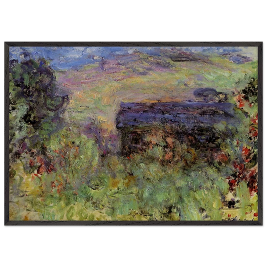 The House Seen through the Roses - claude monet 70x100 cm / 28x40 inches Framed Art Print – Black Wooden Frame