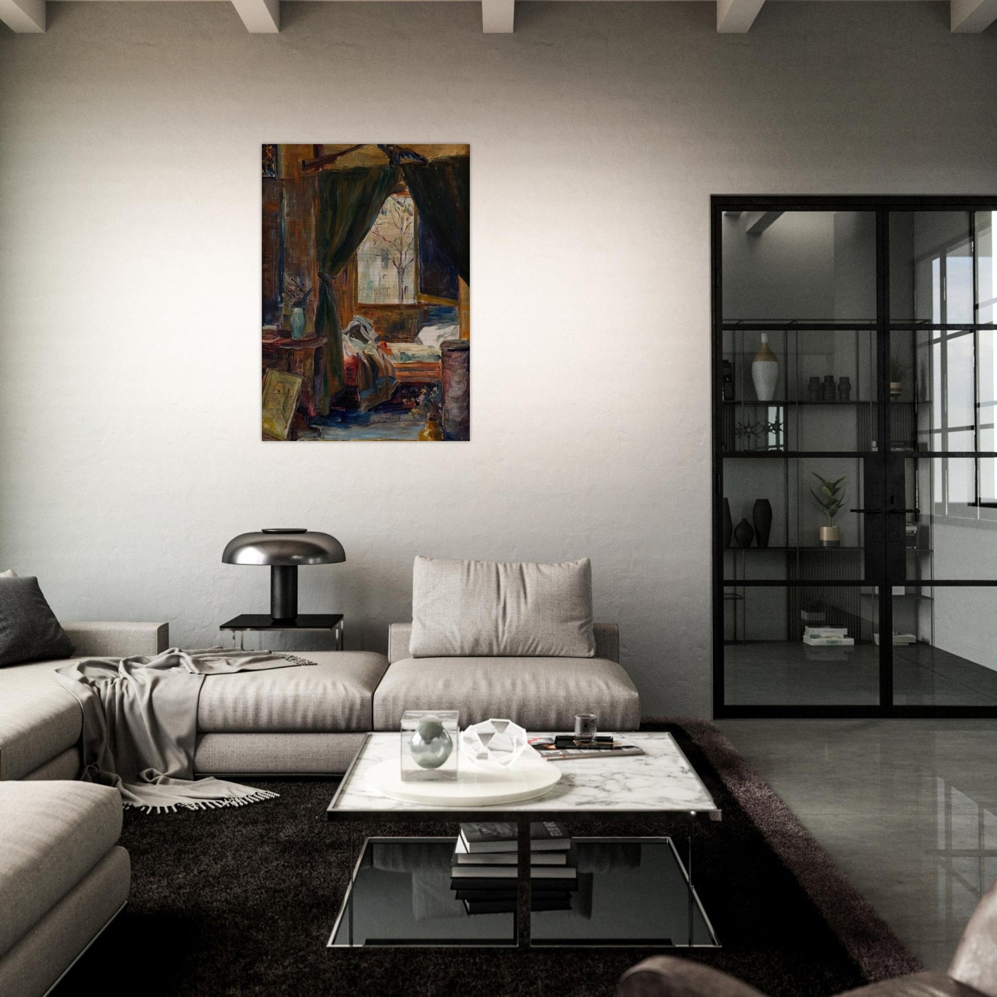 Interior of the Atelier De Auteuil - Tarsila do Amaral Brushed Aluminum Print - 70x100 cm / 28x40 inches | Tarsila do Amaral Aluminum Print | Tarsila do Amaral Prints