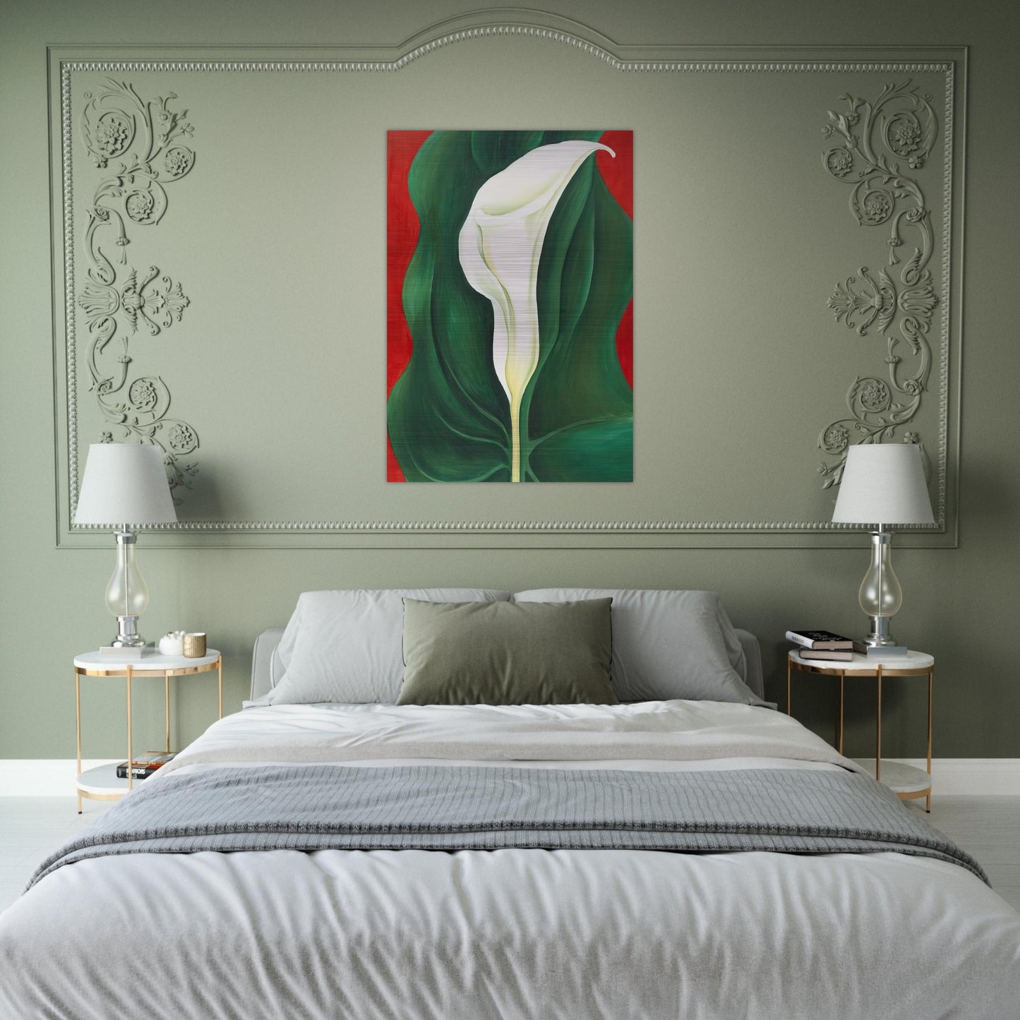 Single Calla Lily  Red  - Georgia O'Keeffe Brushed Aluminum Print - 70x100 cm / 28x40 inches | Georgia O'Keeffe Aluminum Print | Georgia O'Keeffe Prints