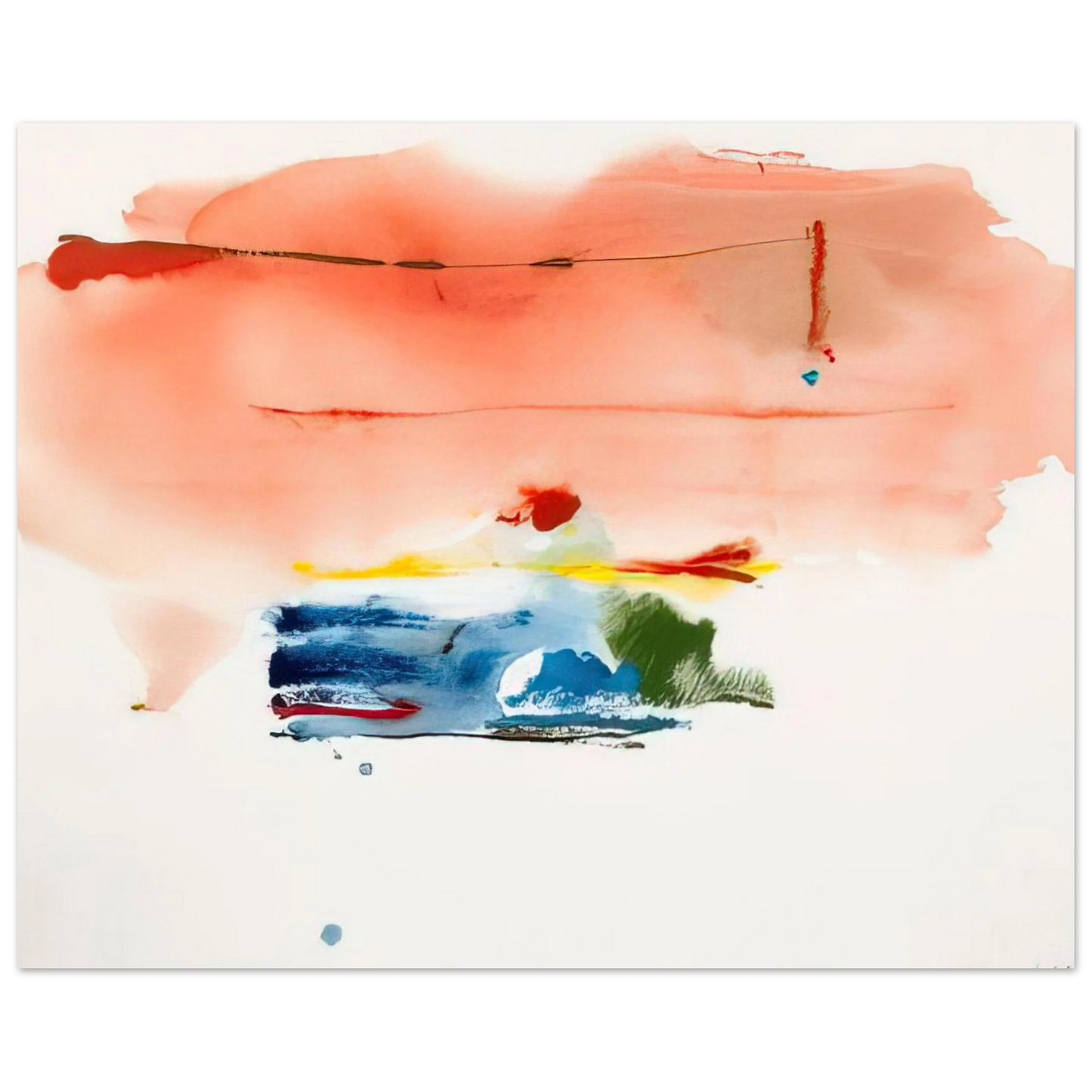 Helen Frankenthaler - Santa Fe II - 1986 Wall art - 13x18 cm / 5x7 inches - Premium Wooden Framed Poster With Fine Art Paper-canvas - Black frame