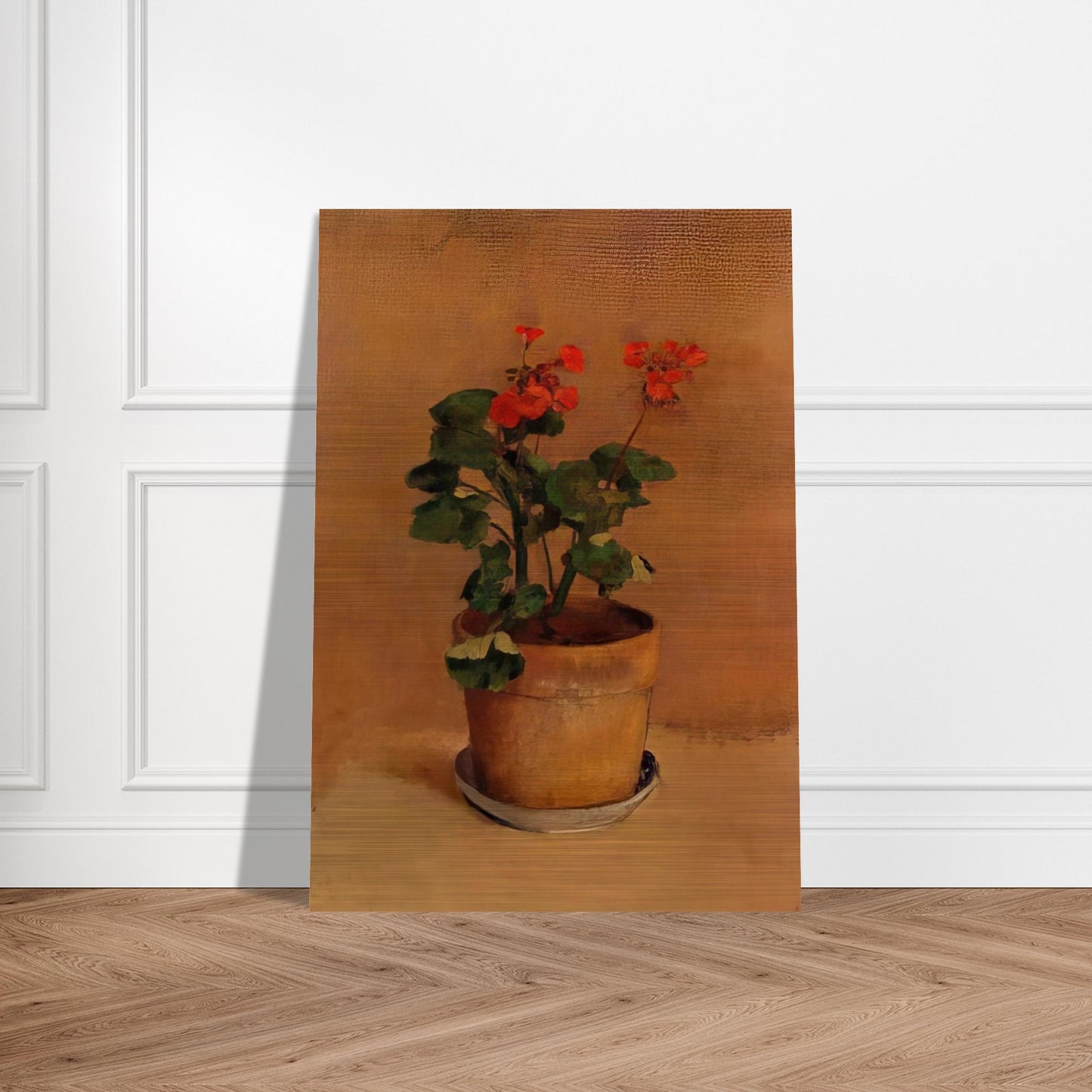 A POT OF GERANIUMS - Odilon Redon Brushed Aluminum Print - 70x100 cm / 28x40 inches | Odilon Redon Aluminum Print | Odilon Redon Prints