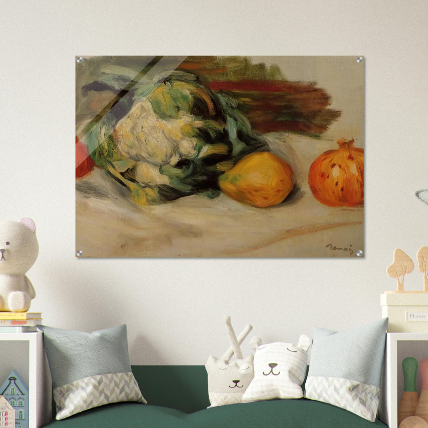 Cauliflower and Pomegranates - Pierre-Auguste Renoir Acrylic Print - 70x100 cm / 28x40″ inches | Pierre-Auguste Renoir Wall Art | Pierre-Auguste Renoir Prints