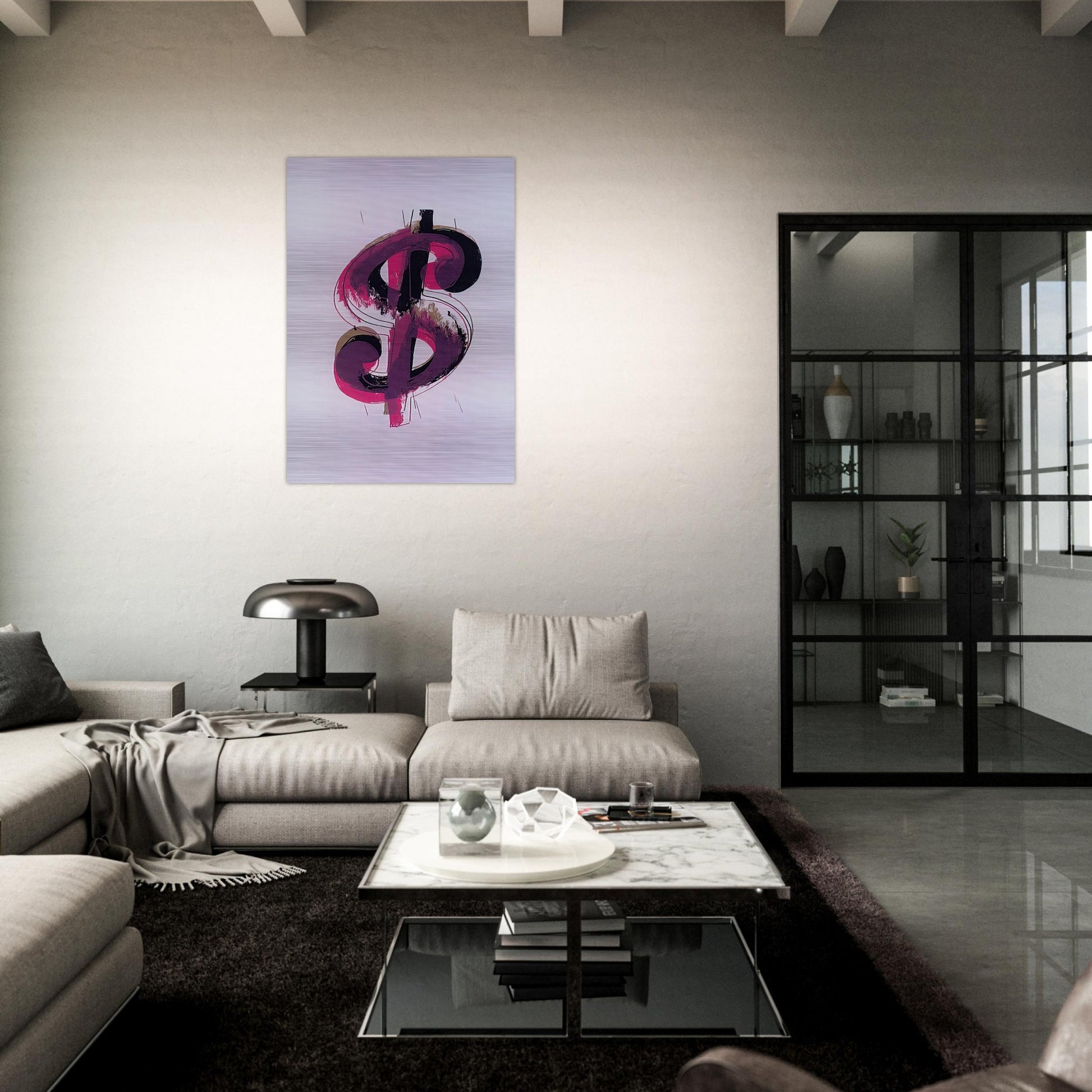 Paper Dollar - Andy Warhol Brushed Aluminum Print - 70x100 cm / 28x40 inches | Andy Warhol Aluminum Print | Andy Warhol Prints